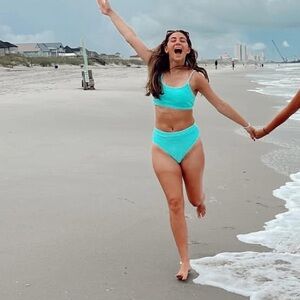 High-Waist Turquoise Bikini Set - Women's Swim